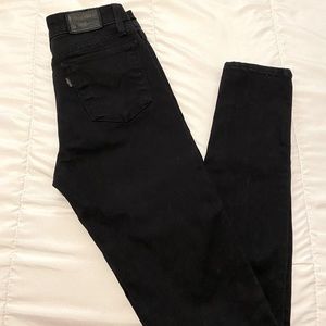 Levi’s 721 High Rise Skinny Jeggings Black Jeans Tall Long sz 27